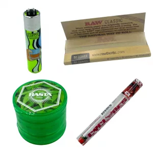Pack mechero Clipper + Papel RAW + Grinder + Cono Cyclones Strawberry
